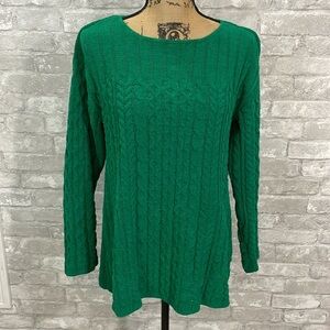 J.Jill Green Cable Knit Sweater